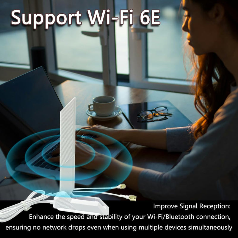 ZAHARA 2.4/5.8/6GHz RP-SMA Tri Band WiFi 6E Antenna for ASUS ROG Strix B550-F Gaming WiFi II/Prime B550-PLUS/ROG Strix B550-A B450-F B650-A B650E-F Z690-F Z790-F Z790-A Z690-A Z790-E Z790-I Z690-E