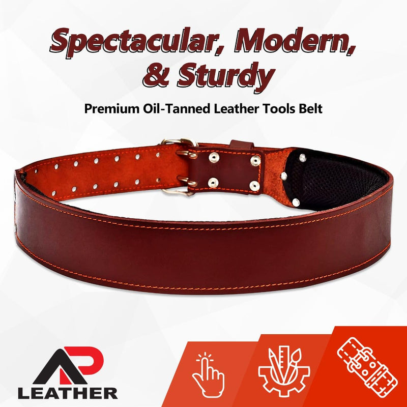 Pro-501 Oil Tanned Leather Tool Belt for 30" to 52" Waist, Premium Leather with 4MM thickness Tool Belt Padded Maroon