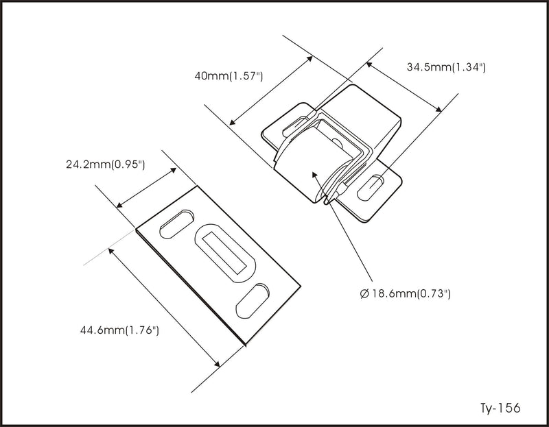 QCAA Heavy Duty Large Jumbo Roller Catch Latch for Closet Doors and Cabinets, Matte Black, Made in Taiwan, 8 Pack