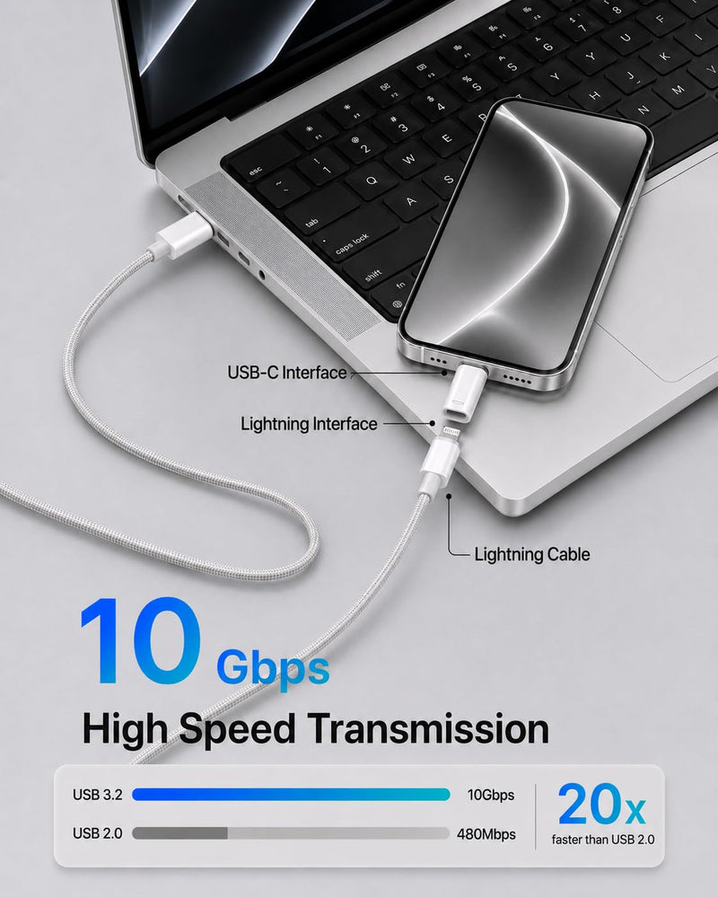 3-Pack Lightning Female to USB-C Male Adapter for iPhone 15/16/17 | Supports Charging and Data Transfer; Reuses Old Lightning Cables with USB-C Devices; Not for Audio or OTG. white