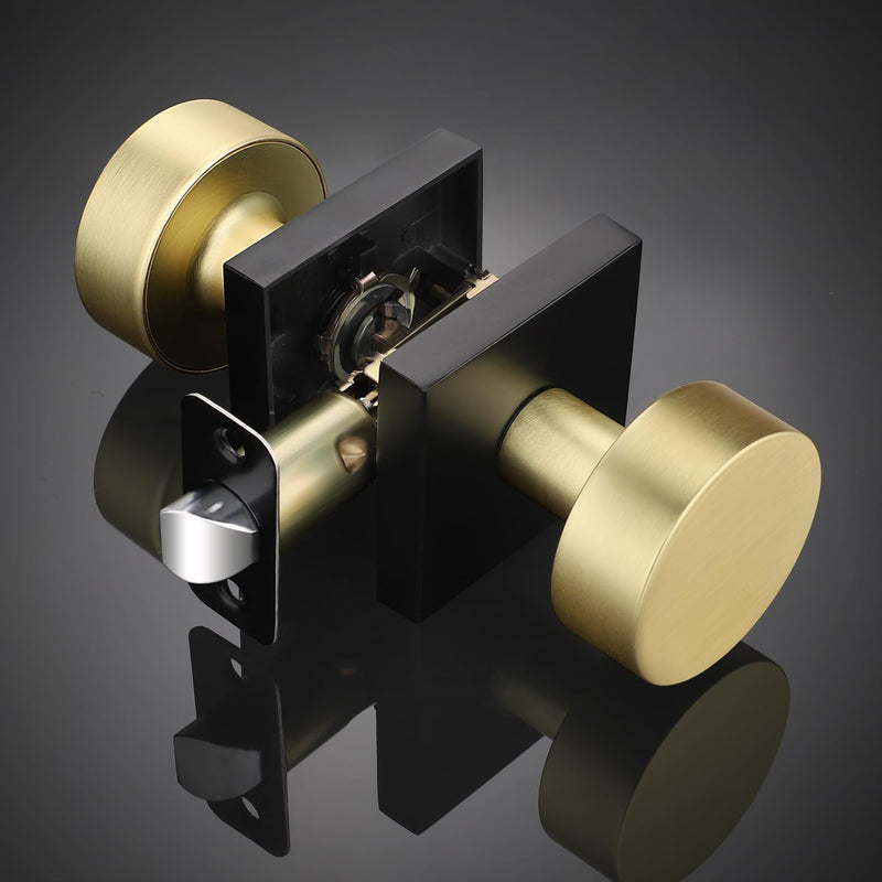 EHOMEWARE 1 Pack Black Gold Door Knob, Passage Door Knobs Interior No Lock, Keyless Hallway/Closet Door Handle, Heavy Duty Reversible Door Handle for Left/Right Doors Black with Gold Passage Door Knob