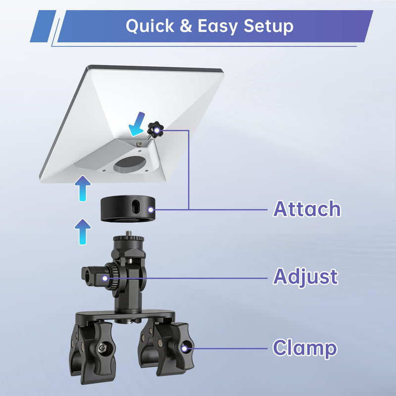 Starlink Mount for Starlink Mini, Dual-Clamp Starlink Mini Pole Mount Kit for RV Ladder & Roof Rack, Lightweight Aluminum & Nylon Starlink Mini RV Mount with 1/4"-20 for Camping Van Boat