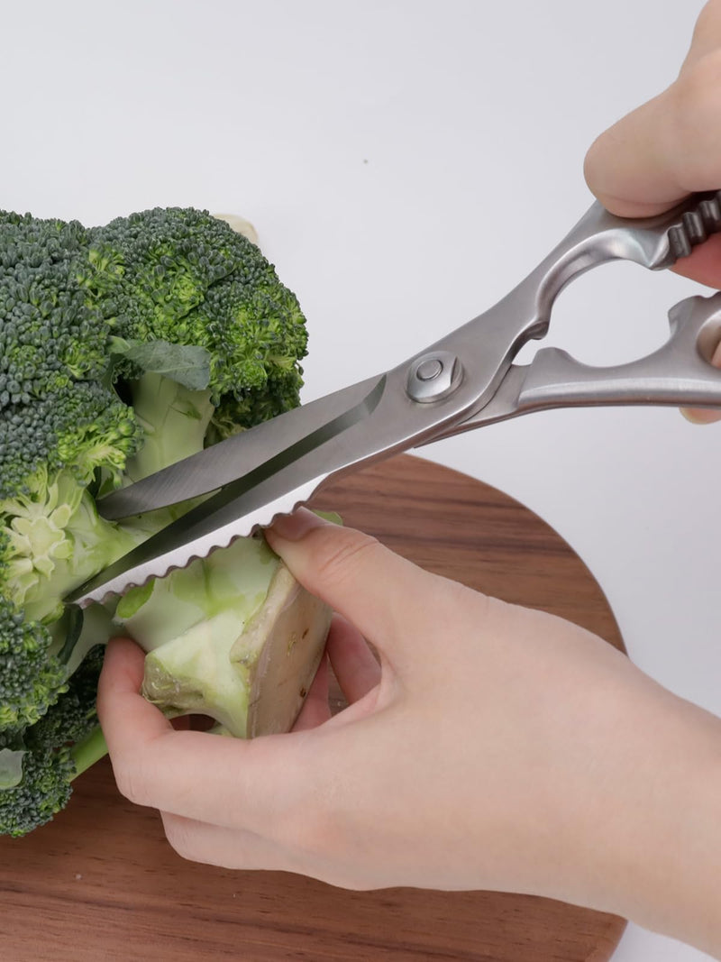 Heavy-Duty Kitchen Scissors Forged from Stainless Steel, Kitchen Shears for Food, Ideal Cooking & Culinary Scissors for Meat, Poultry and Vegetables, Dishwasher Safe, 5-Year Warranty Silver