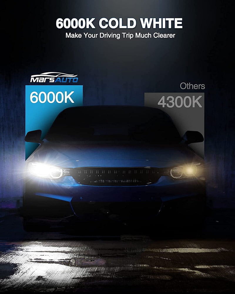 Marsauto D3S HID Bulbs, 6000K Cold White, Xenon Bulb, 3500 Hours Longevity, Waterproof Design, Up to 350% Brightness, 5 Minutes Installation, Pack of 2 D3S 6000K