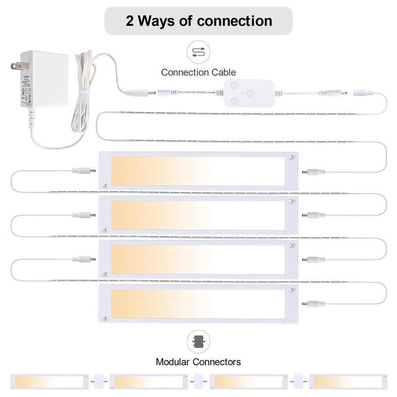 4pack 7inch Dimmable LED Kitchen Light Kit, 2700-6000K Smart Closet Cabinet Lighting Fixture APP Control, Work with Alexa, Google Assistant, for Under Counter, Garage, Pantry (White) White