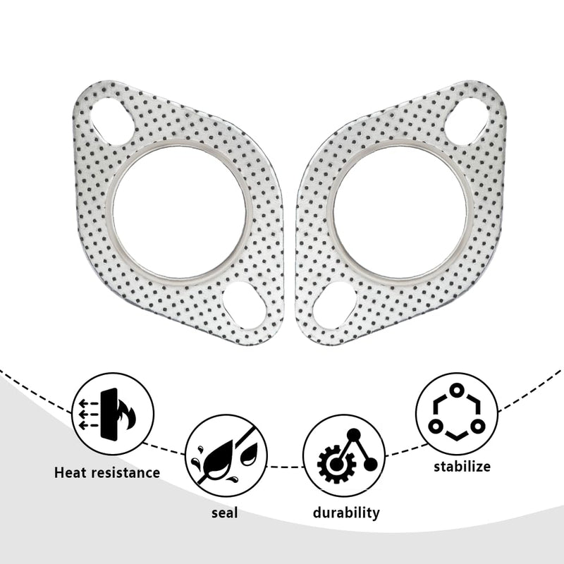 2PCS Car Exhaust Gasket,2.25" 2-Bolt Exhaust Flange Gasket Car Accessories,Professional Exhaust Manifold Gasket Made of High Temp Gasket Material (2.25 inch) 2.25inch