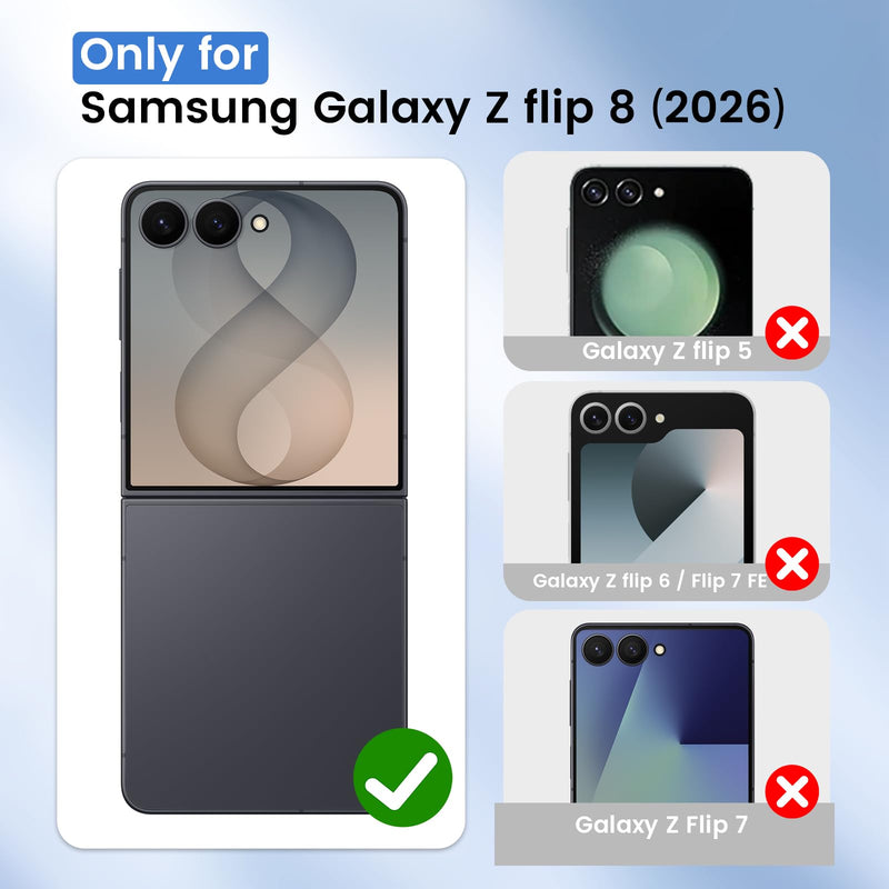 Ruky for Z Flip 8 Case, with Built-in Screen Protector, Black | Support Wireless Charging Hard PC Ultra-Thin Full Body Protective Phone Case for Samsung Galaxy Z Flip 8, Black A-Black Galaxy Z Flip 8 Case