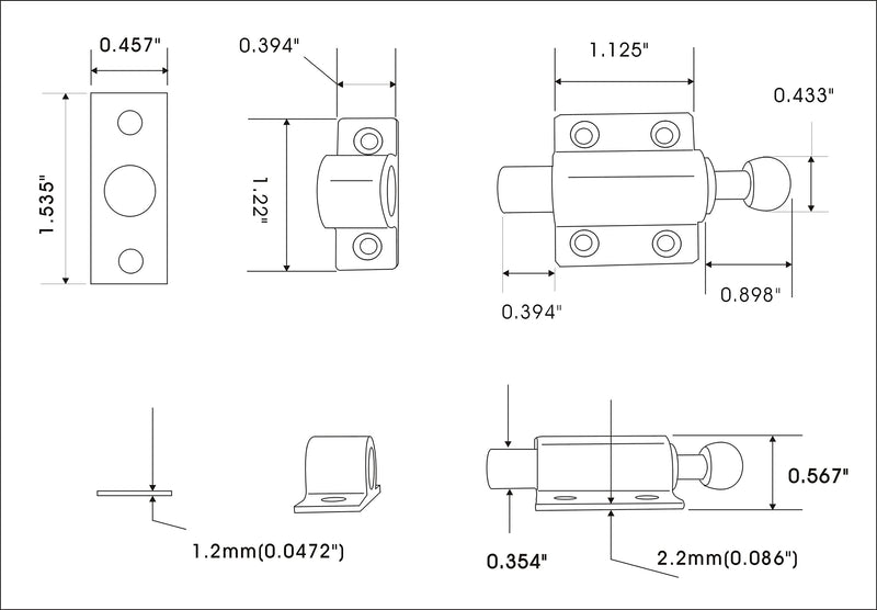 QCAA Solid Cast Brass Surface Bolt, Self-Locking Latch for Window & Door, Pull to Open, 2",Aged Classic Bronze, 1 Pack, Made in Taiwan Aged Classic Bronze