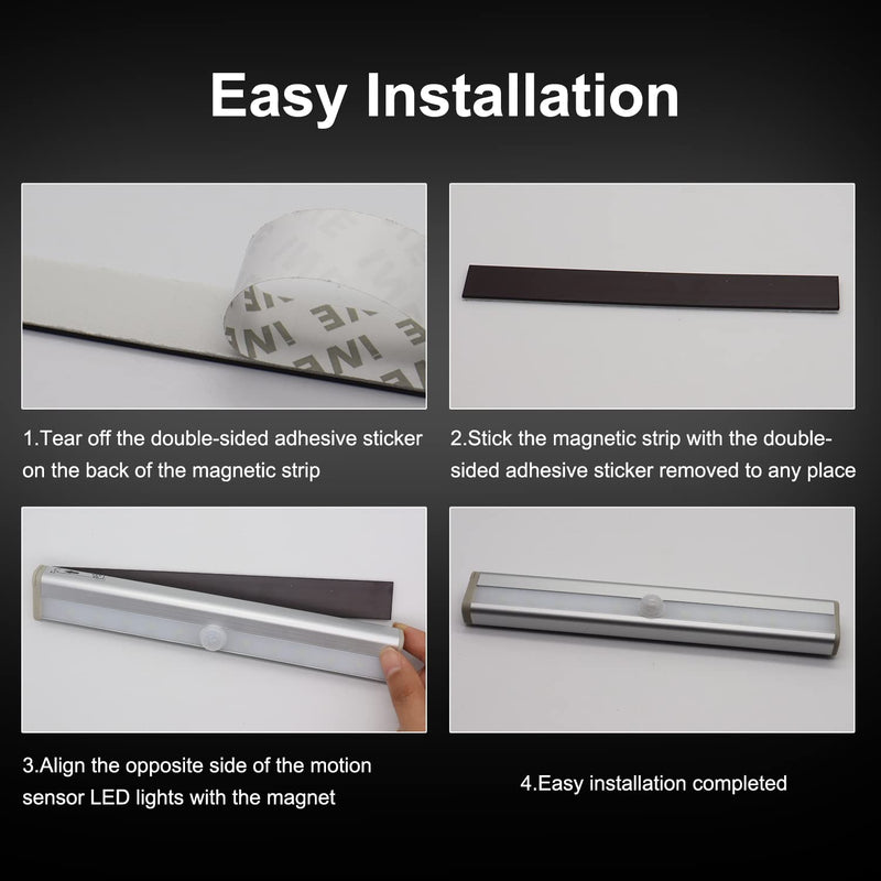 Motion Activated RV Step Lights, 10 LED Battery Operated Motorhome Motion Sensor led light strip, Magnetic Night Light Bar for Motorhome Travel,travel trailers, camper (2 Pack)