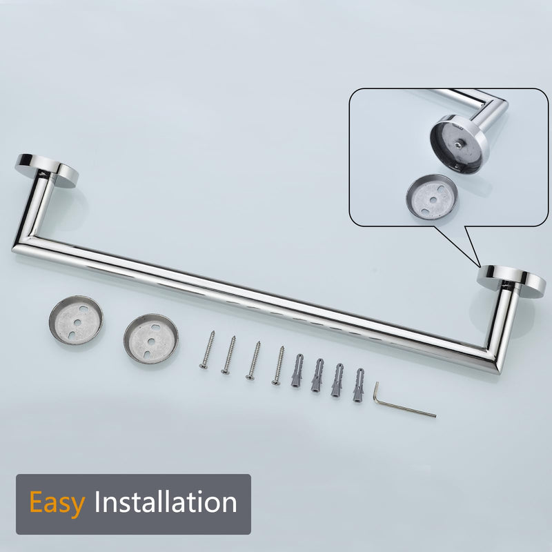 Bathroom Towel Bar, Bath Accessories Thicken Stainless Steel Shower Towel Rack for Bathroom, 18 Inch Towel Holder Wall Mounted Chrome Finish,96018-2-18C. Polished Chrome