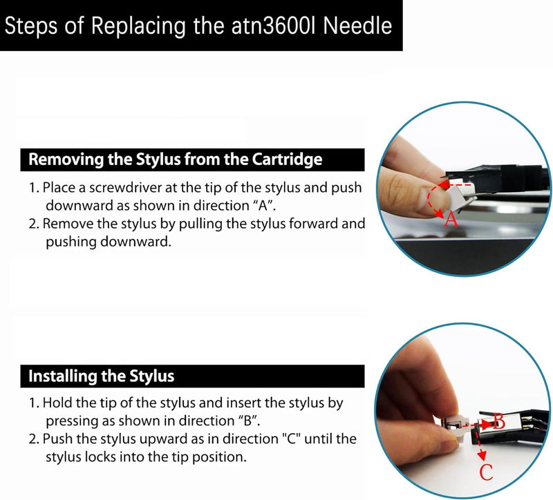 ATN3600L Record Player Needles Replacement with Stylus Cleaning Brush, Replacement Stylus Compatible with Audio-Technica AT-LP60X, AT-LP60XBT, and AT-LP60XBT-USB Vinyl Record Player