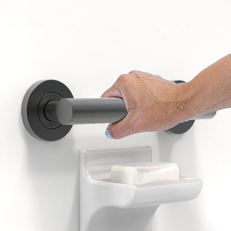 Bath, Shower and Toilet Safety Grab Bar for Seniors and Handicaps, ADA Compliant Mobility Aid Balance Assist Handle, Stainless Steel 9 Inch Matte Black