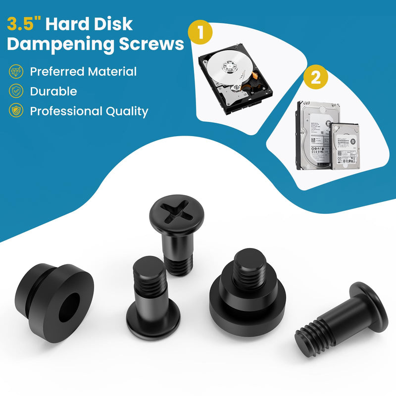 12pcs Hard Disk Drive Mounting Screws with Shock Absorption Rubber Washer Accessories Kit for 3.5 inches SSD HDD