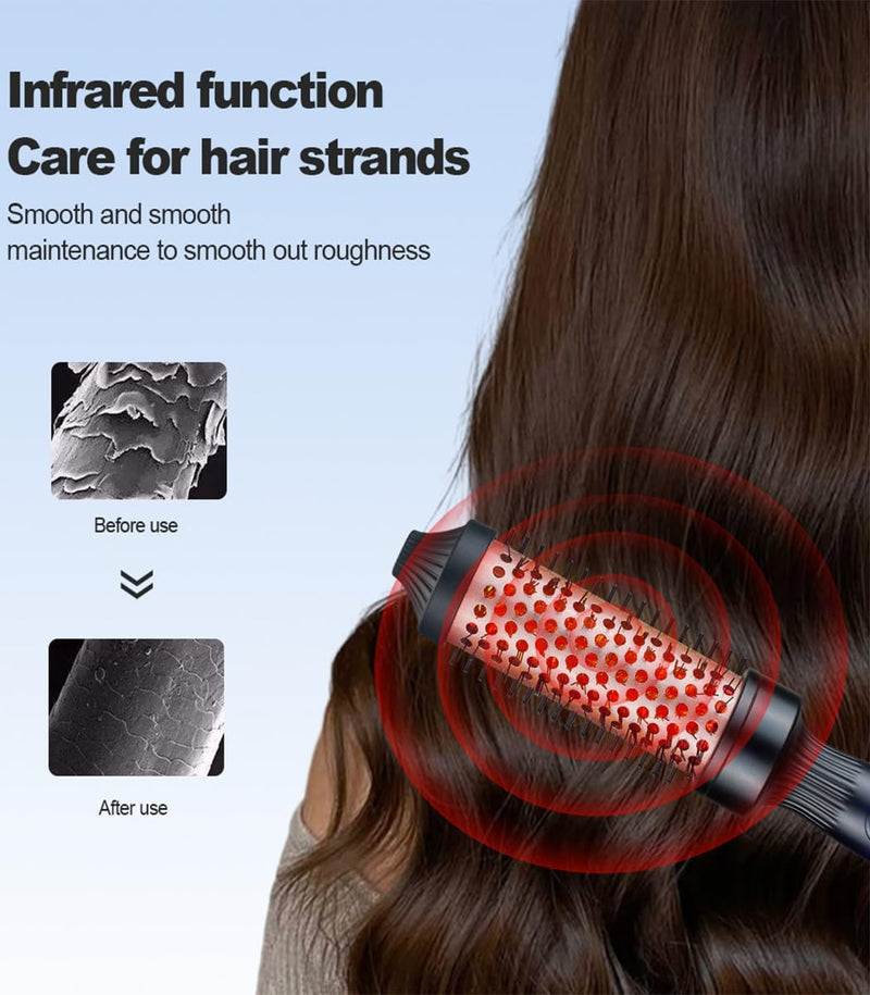 38mm Thermal Brush, Heated Hot Brush, Thermal Round Iron Smooth Shine Volumize Comb, Heated Curling Iron Create Natural Curls, UK Plug Dual Voltage, Rose Black