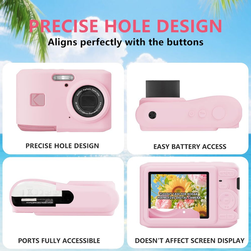 Silicone Case for Kodak PIXPRO FZ45 Digital Camera with Screen Protector and Lanyard for Kodak PIXPRO FZ45 Accessories- Pink
