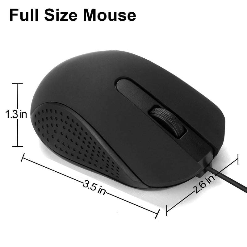 Wired USB Computer Mouse-Wired Mouse with Ergonomic Design, USB Computer Mouse for Laptops and PCs,Office and Home Mice (Black, Wired)