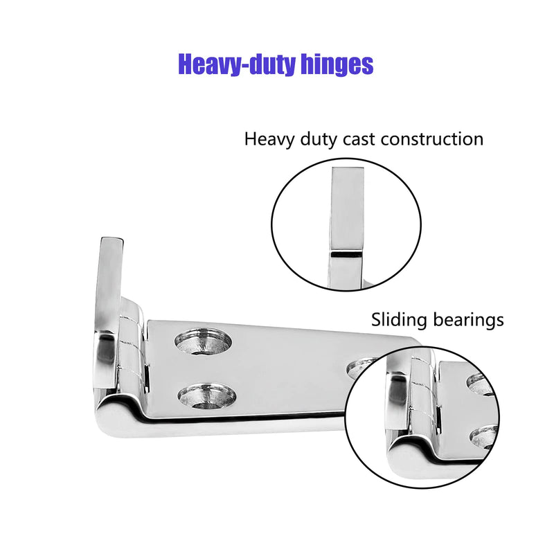 Marine Boat Hatch Hinges Stainless Steel, 3 inch x 1.5 inch(76 x 38mm) 5 Holes, No Noise, Heavy Duty 316 Stainless Steel with Screws (2 PCS) 3 x 1.5 inch（2 Pieces）