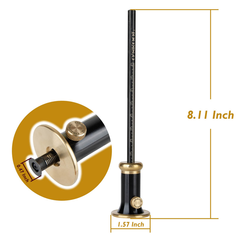 O'SKOOL Wheel Marking Gauge for Woodworking, Precision Scribing Tool with Dual Metric/Imperial Scale, Solid Metal Body, Bearing-Mounted Rolling Cutter, Extra Blade Included, MAM018
