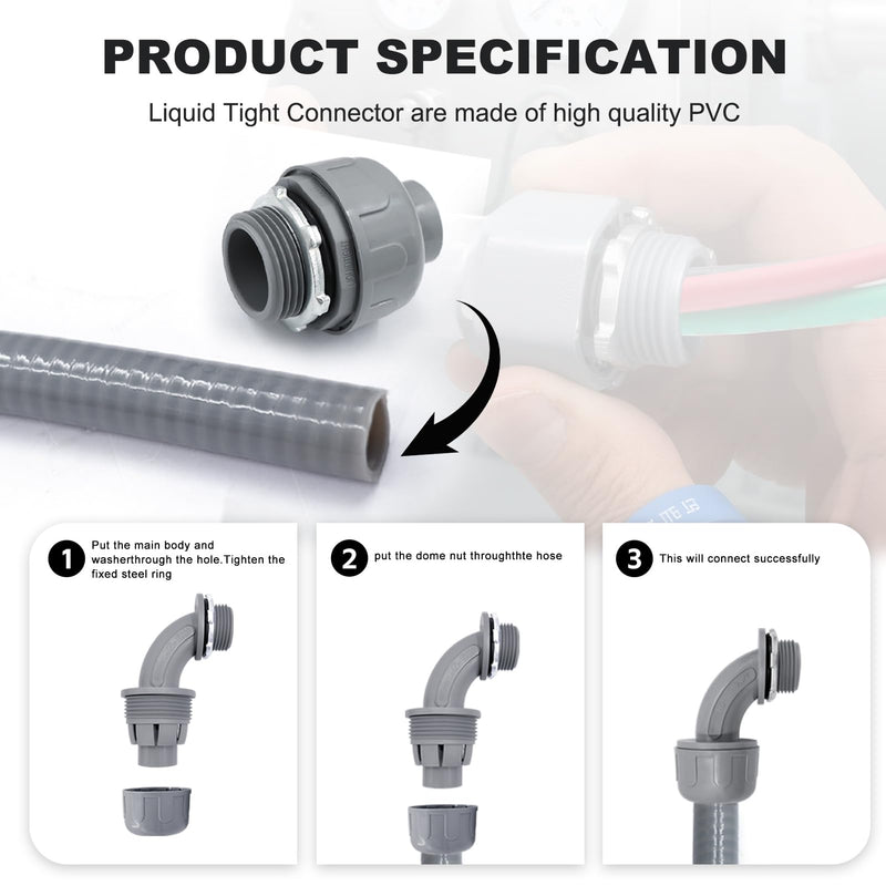 6Ft AC Whip Kit - 1/2" Non-Metallic Liquid Tight Conduit with 10/3 Gauge Wire for Quick-Install Air Conditioner Hook-Up/Heat Pump Units 6 Ft 1/2 Inch + 10 AWG