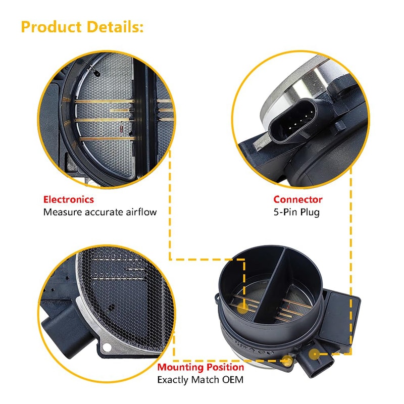 Mass Air Flow Sensor Meter MAF | Fit for Chevrolet (Chevy) Silverado Suburban Tahoe, GMC Envoy Sierra Yukon, Cadillac CTS, Buick Hummer Isuzu Oldsmobile Pontiac Saab | OE# 25318411 AF10043 25168491