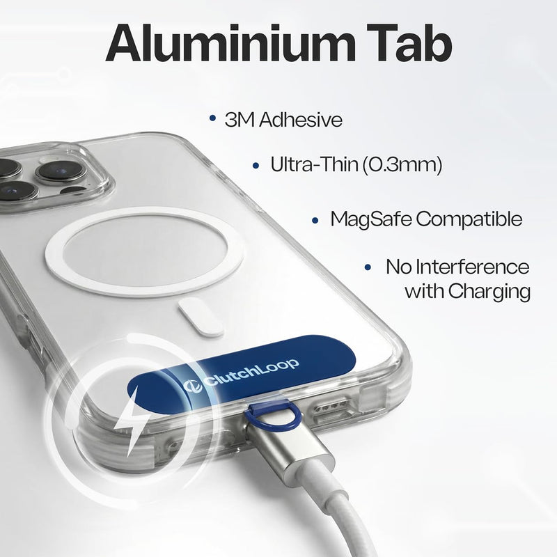 2 Anti-Theft Phone Tether – Magnetic Connection, Metal Anchor, Retractable Steel Line and Locking Carabiner Sapphire