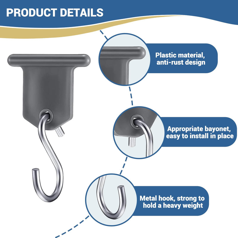 12 Pcs RV Awning Light Holder - Camper Hook Accessory, Plastic and Metal S Shaped Hook, Gray Support Hanger for Camping Tent Indoor Outdoor Decor (12 Pieces) 12