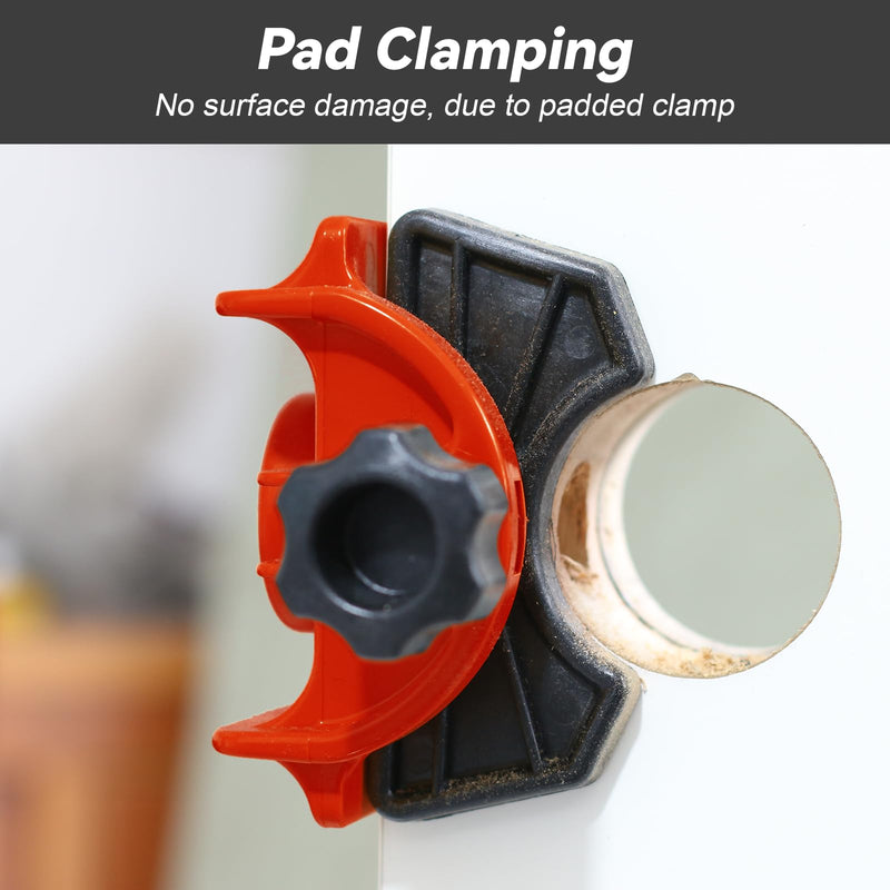 Door Lock Installation Kit - C-Clamp Design Tool-Free Clamping for Metal & Wood Doors, 2 Adjustable Bushings, with Bi-Metal Hole Saw & Anti-Warp Backing Plates (Red) Red