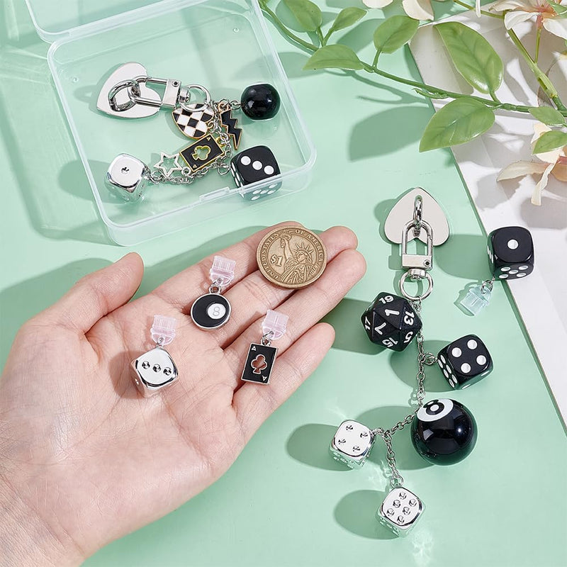 5pcs Charm Chains for E-Reader with USB C Dust Plug Cute Phone Keychain Charms Accessories for Readers Booklovers Compatible with E-Reader Tablet Phone Case Decor 8 Ball & Dice