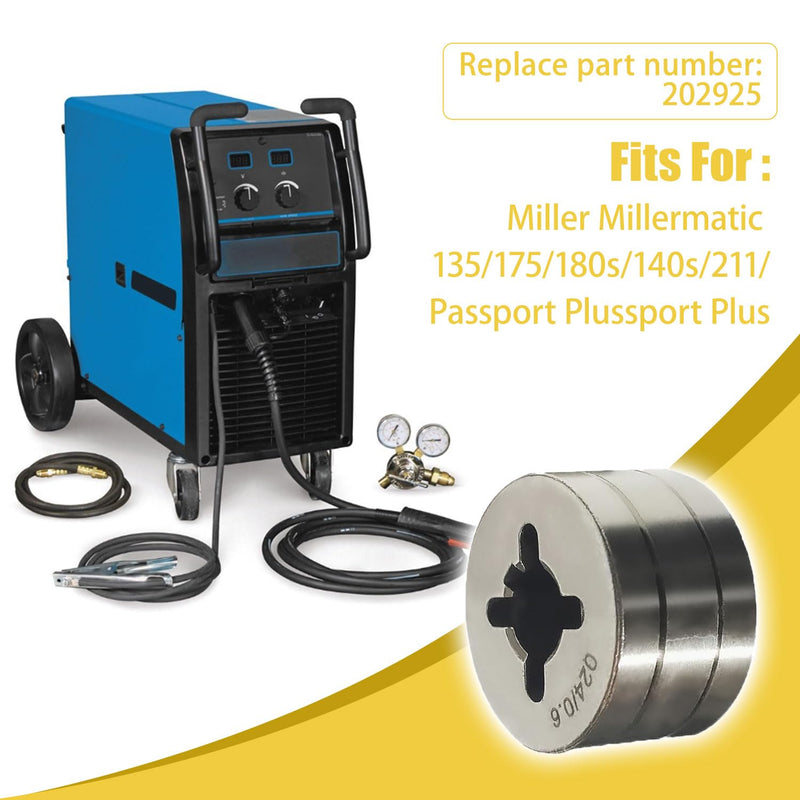 2Pcs 202925 Drive Roll Replacement 0.024 And 0.030-0.035 Fits for Miller Millermatic 135/175/180s/140s/211/Passport Plus 202925.0.024 And 0.030-0.035