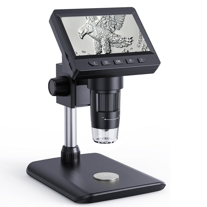 Microscope-Aopick LCD Digital Microscope 1000X, 1080P Coin Magnifier for Error Coins with 8 Adjustable LED Lights, PC View, Compatible with MacOS Windows-Black