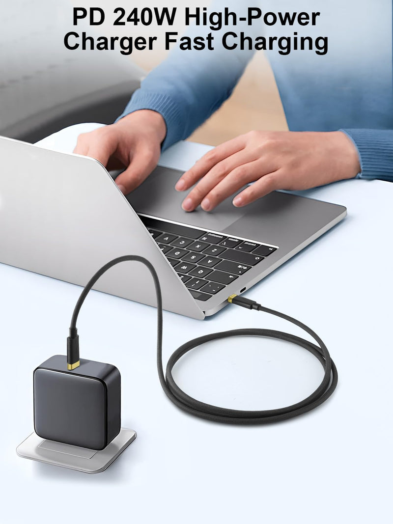 Thunderbolt 4 Compatible USB-C Cable - 240W Charging, 40Gbps Data & Video Transfer, Supports 8K Resolution, Ideal for MacBook Pro, Docking Stations, USB 4 & 3 Devices Golden Interface 2.6FT