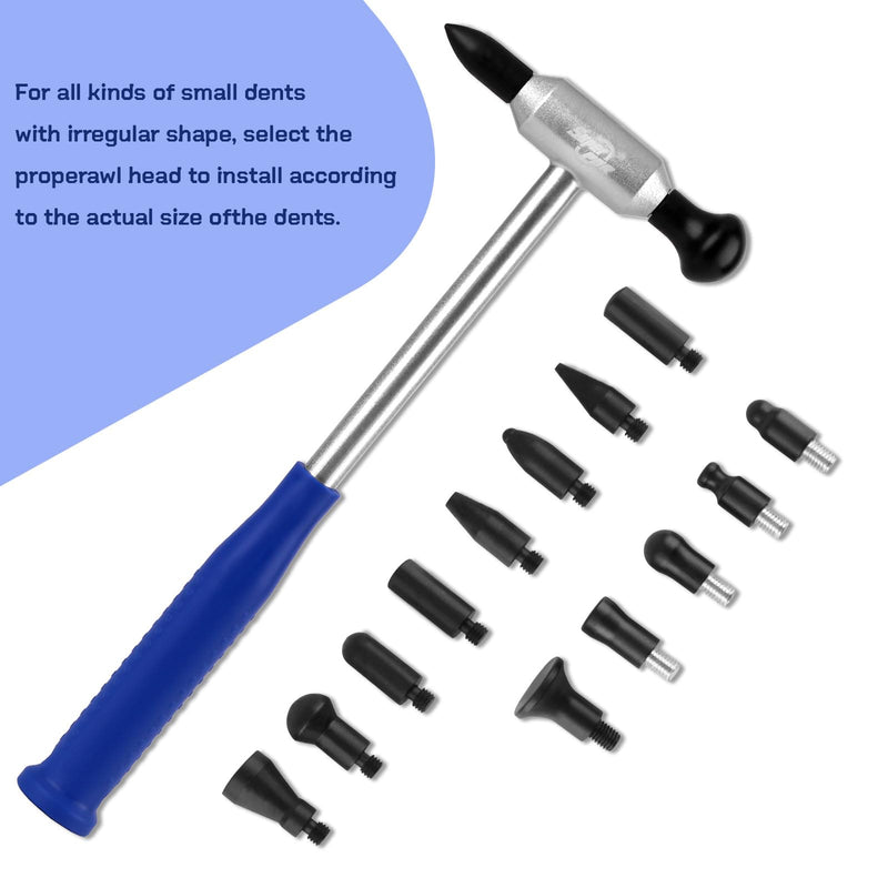 Super PDR Auto Body Hammer Tools Set - Aluminum Dent Hammer, Body Repair Dent Removal Tools, Paintless Dent Repair Hammer with 15Pcs Head The Head for Auto Body DIY Dent Fix