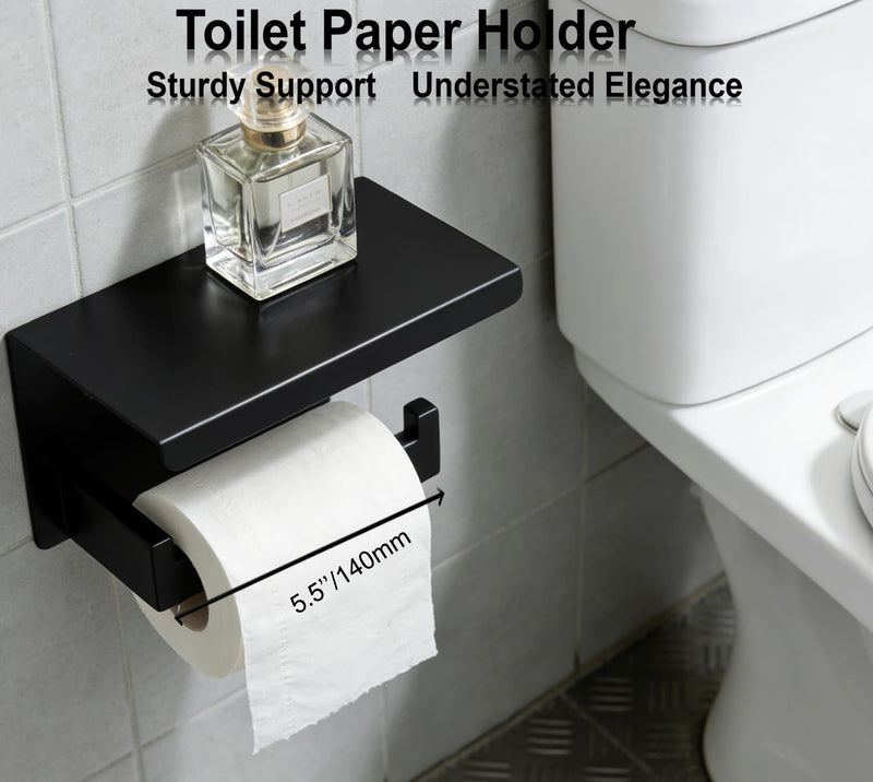 Bathroom Hardware Set Piece Matte Black Bathroom Accessories Set SUS304 Towel Bar Set Includes 2 Towel Bar 24 Inch+2 Towel Holder+2 Toilet Paper Holder+4 Towel Hooks (10, Matte Black) 10