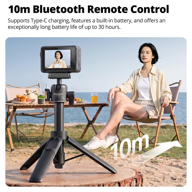Ambitful Bluetooth Tripod Selfie Stick, Magnetic Mount for DJI Osmo（DT05B | 8-21.4inch in Extendable,2-in-1 Tripod and selfie stick For DJI Osmo Action Cameras,360 ball head, 1.5kg load DT05 DT05B Compact