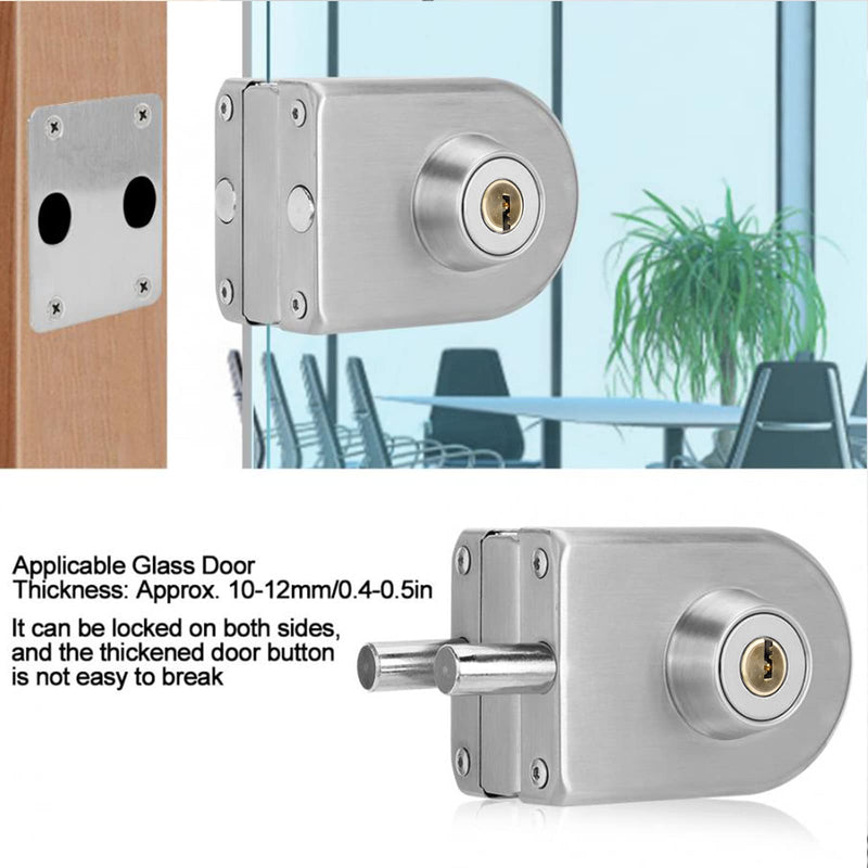 Fits on 1/2" Glass 0.39" -0.47"Glass Door Lock Stainless Steel Glass Door Lock Floor Latch Lock Bolt Ground Lock for Bathroom Toilet Shop Glass Doors (102-C) 102-C