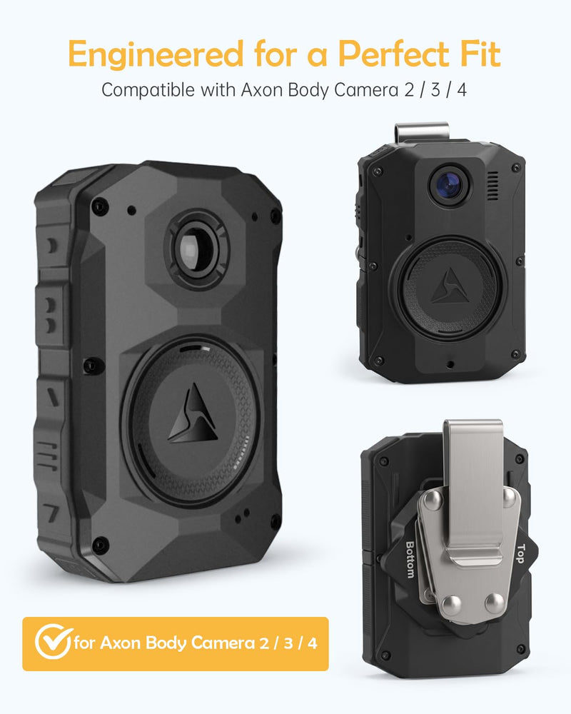 WEIGUZC Metal Clip Mount Compatible with Axon Taser Body Camera 2/3/4, Bodycam Holder for Belt, Vest & Uniform Webbing, Quick Release Rotating Camera Mount, Heavy Duty Metal Camera Mount Clamp