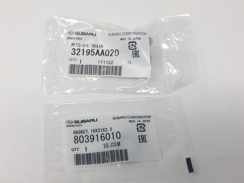 Subaru Oil Drain Plug & Crush Washer Gasket - 32195AA021 & 803916010 - Genuine OEM