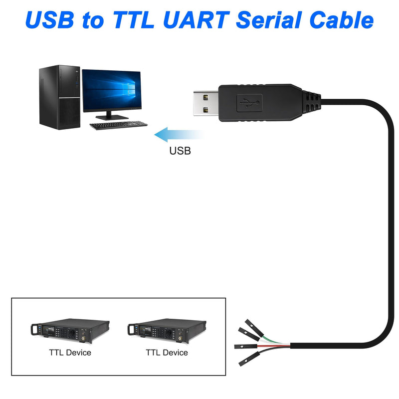 XMSJSIY USB to TTL Serial Cable USB Type-A FTDI to 4pin TTL UART Module Data Download Cable Serial Converter Adapter Compatible with Windows - 1M / 3.28FT