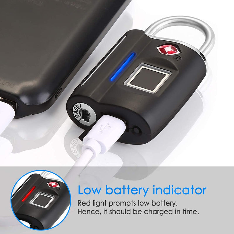 Fingerprint Lock, TSA Approved Smart Digital Locker Lock for Gym, Luggage, Travel, House Door, Suitcase, Backpack, School, Bike,Office, Keyless