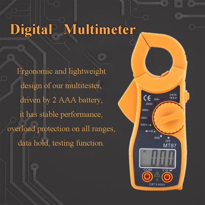 Multimeter,Digital Clamp Multimeter AC DC Voltmeter Ammeter Ohmmeter Volt Tester LCD Meter,with Overload Function