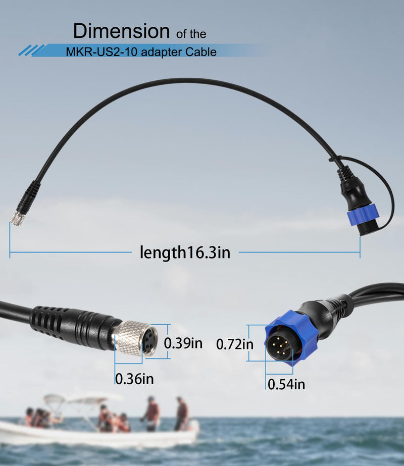 1852060 MKR-US2-10 Universal Sonar 2 Adaptor Cable Fits for Lowrance Fish Finder US2 Sonar Transducer for Minn Kota Trolling Motor #29594