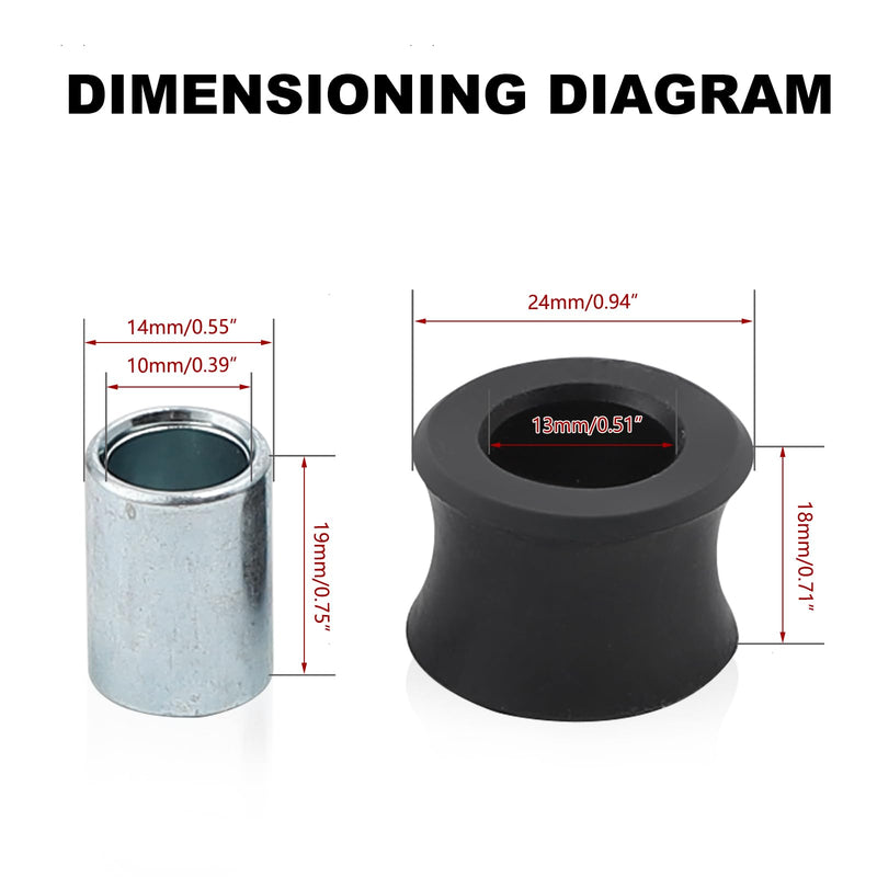 Minho 4Pcs 10MM Rear Shock Absorbing Suspension Bushing Set in Rubber Material Compatible with Most Motorcycles Scooter ATV UTV Go Kart,Black Color black ID; 10MM