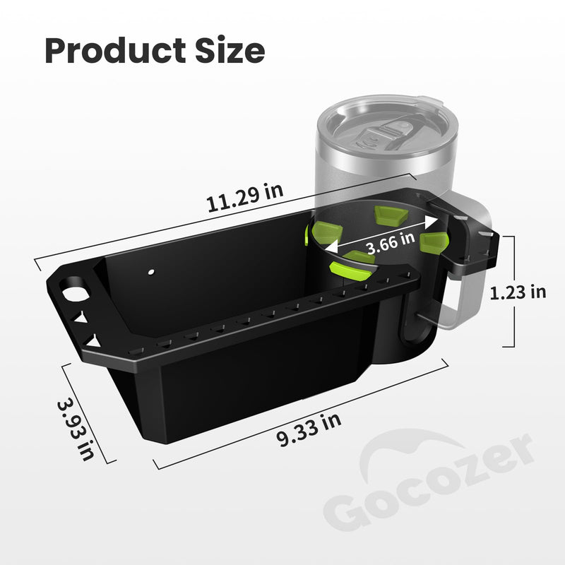Gocozer Boat Cup Holder with Rubber Tab, Universal Boat Storage Organizer - 2 Ways Installation: Drill or Adhesive Black-2PCS