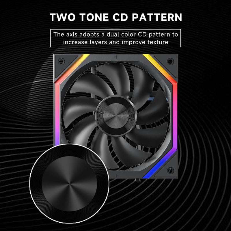 Jungle Leopard Galaxy 120mm PC Reverse Blade Case Fans, ARGB and PWM Cooling Fan PC, Axle Core Double Ring CD Pattern Module Computer Fans, Daisy-Chain 5V RGB Fan (Black 3 Pack) Black Reverse