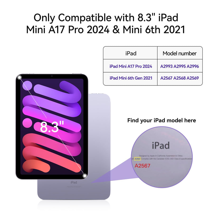 Case for iPad mini 7 (A17 Pro) 2024/iPad Mini 6 2021 8.3 Inch, Pink | Slim Hybrid Trifold Stand Cover, Shockproof Soft TPU Back Shell for iPad Mini 7th/6th Generation, Auto Wake/Sleep