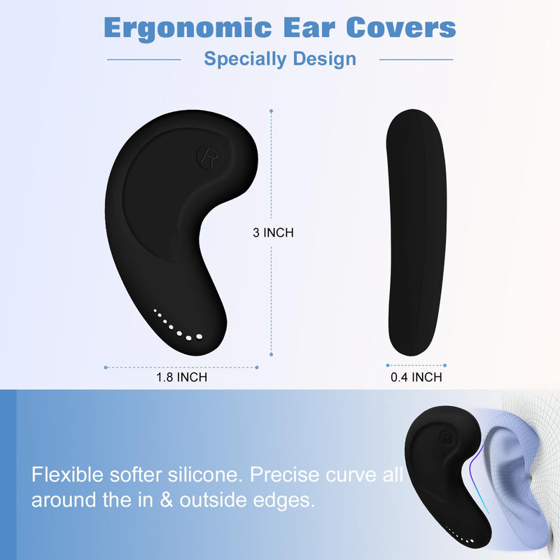 FERNIDA Silicone Ear Covers for Dryer & Hair Dye & Heat Iron, High-Temp Resistance & Reusable Ear Protectors Pair for Salon Home Black