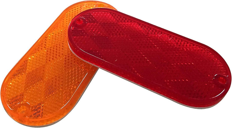 MAXXHAUL 51018 Oval Reflectors 4 Red and 4 Amber Self Adhesive or Drill Mount-DOT 8 pack for Trucks RV's Campers Bike Racks Cargo Carriers 4-3/8 inch x 2 inch x 1/4 inch