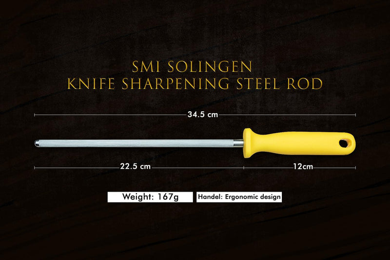 SMI - 9 inch Knife Honing Steel Solingen Germany Sharpening Steel Rod Kitchen Knife Sharpener