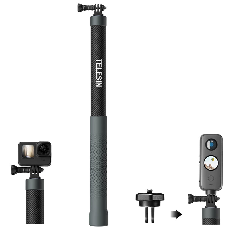 TELESIN G3 Long Selfie Stick Pole (118"/3M 100% Carbon Fiber), Invisible Light Waterproof Underwater Dive Monopod Extension Rod for GoPro 12 11 10 9 8, Insta360 X3 X4 Ace Pro, DJI Action 3 4 Pocket 3