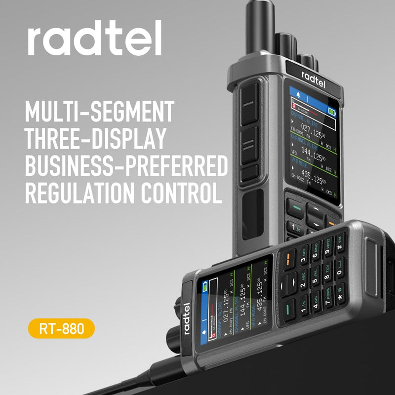 Radtel RT-880G GPS APRS Ham Radio 10W Walkie Talkie Portable CB Radio 1024 Channels HF SSB Rx with Cross-Band Repeater, 2.4 Inch Color Display, 2400mAh Rechargeable Battery,